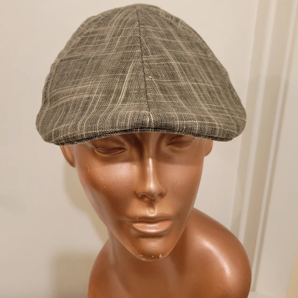 Stetson Mens Grey Plaid Flat Cap Driver Newsboy Hat Peaky Blinders Thomas Shelby